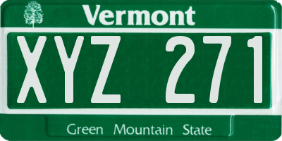 VT license plate XYZ271