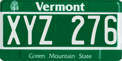 VT license plate XYZ276
