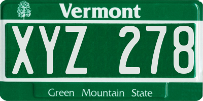 VT license plate XYZ278
