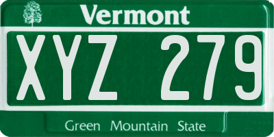 VT license plate XYZ279