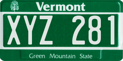 VT license plate XYZ281
