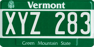 VT license plate XYZ283