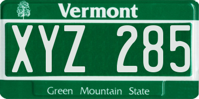 VT license plate XYZ285