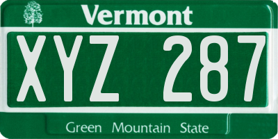 VT license plate XYZ287