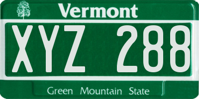 VT license plate XYZ288