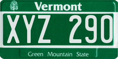 VT license plate XYZ290