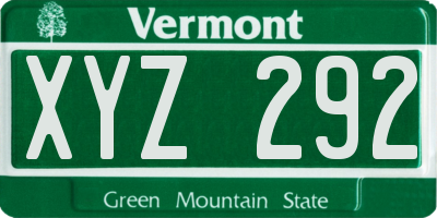 VT license plate XYZ292