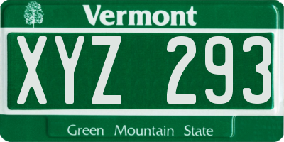 VT license plate XYZ293
