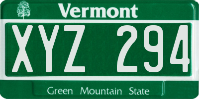 VT license plate XYZ294