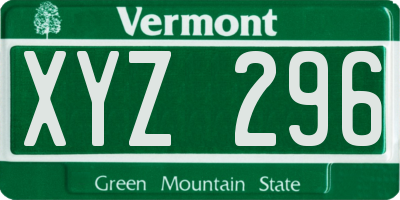 VT license plate XYZ296