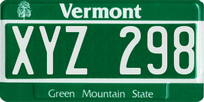 VT license plate XYZ298
