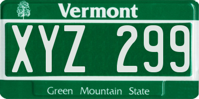 VT license plate XYZ299