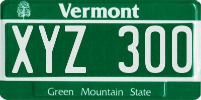 VT license plate XYZ300