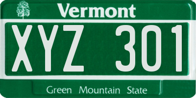 VT license plate XYZ301
