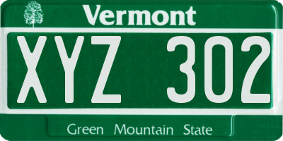 VT license plate XYZ302