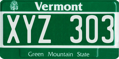 VT license plate XYZ303