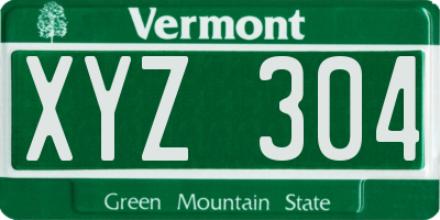 VT license plate XYZ304