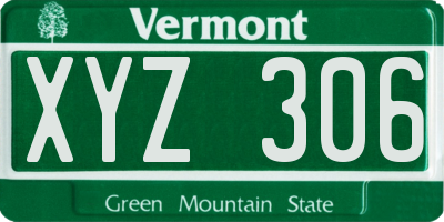 VT license plate XYZ306