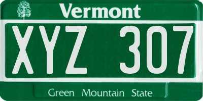 VT license plate XYZ307