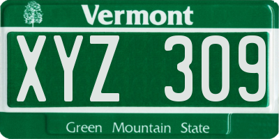 VT license plate XYZ309
