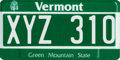 VT license plate XYZ310