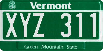 VT license plate XYZ311