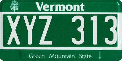 VT license plate XYZ313