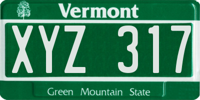 VT license plate XYZ317