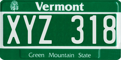 VT license plate XYZ318