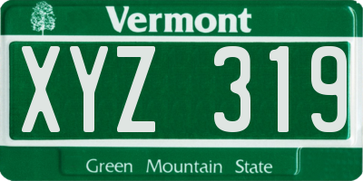 VT license plate XYZ319