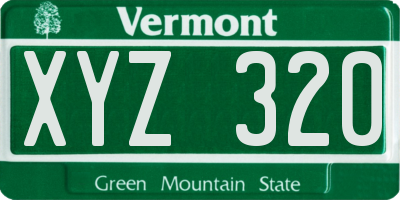 VT license plate XYZ320