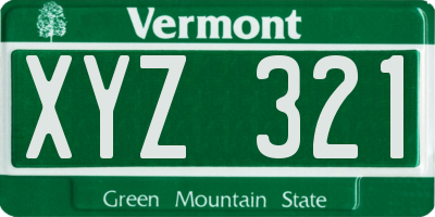 VT license plate XYZ321
