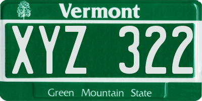 VT license plate XYZ322