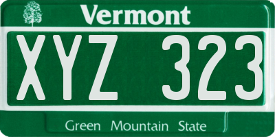 VT license plate XYZ323