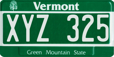VT license plate XYZ325
