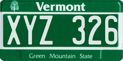 VT license plate XYZ326