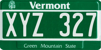 VT license plate XYZ327