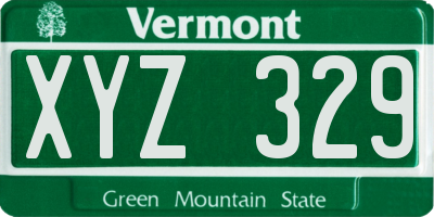 VT license plate XYZ329