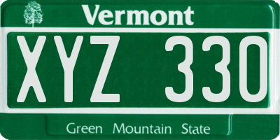 VT license plate XYZ330