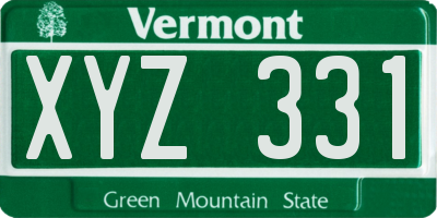 VT license plate XYZ331