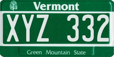 VT license plate XYZ332