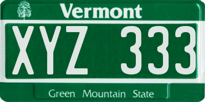VT license plate XYZ333