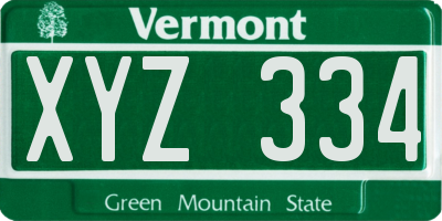 VT license plate XYZ334