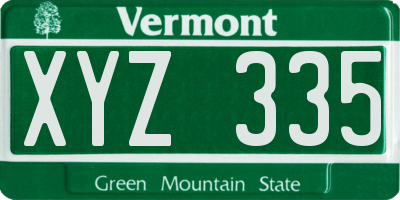 VT license plate XYZ335