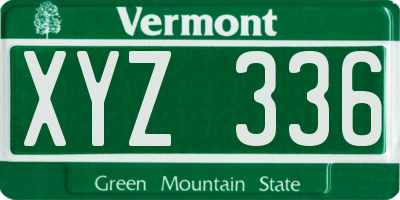 VT license plate XYZ336