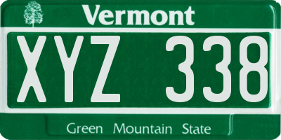 VT license plate XYZ338