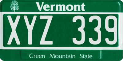 VT license plate XYZ339