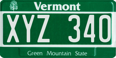 VT license plate XYZ340
