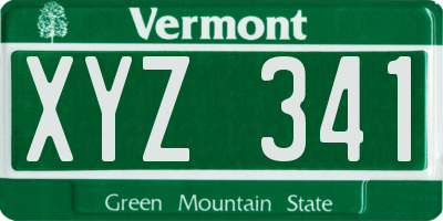 VT license plate XYZ341