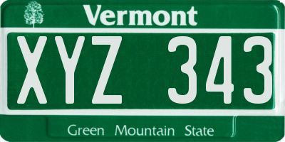 VT license plate XYZ343